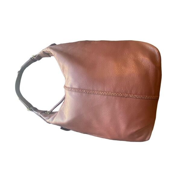 Lucky Brand brown leather over the shoulder  large hobo bag rare - Picture 15 of 16